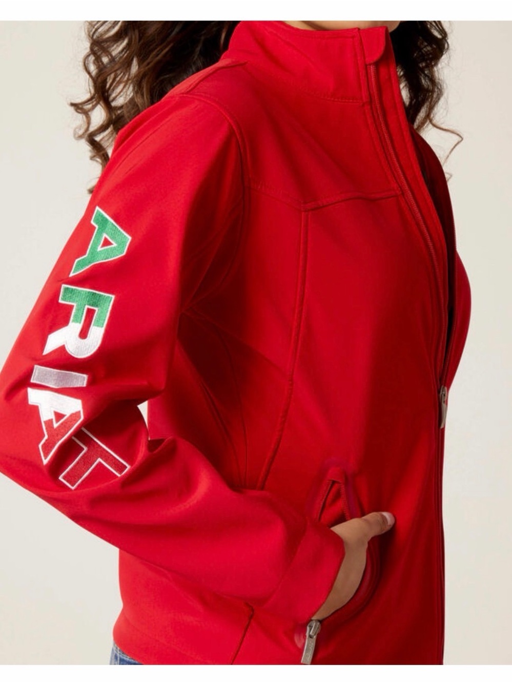 Ariat Red Zip-Front Utility Softshell Jacket with Sleeve Logo